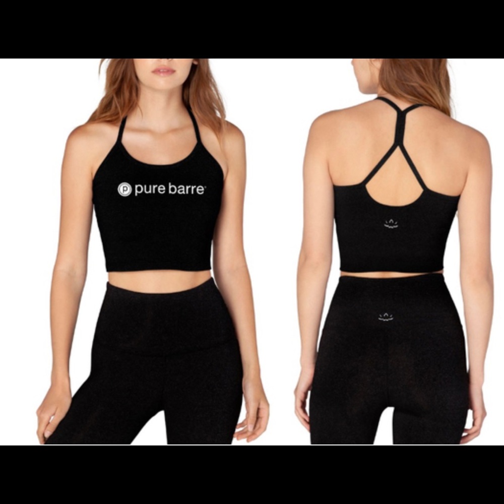 Beyond Yoga Black Cropped Strappy Sports Tank